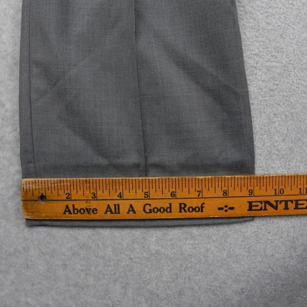 Tasso Elba Dress Pants Mens 36 Straight Wool Grey Glen Check Flat Front Trousers